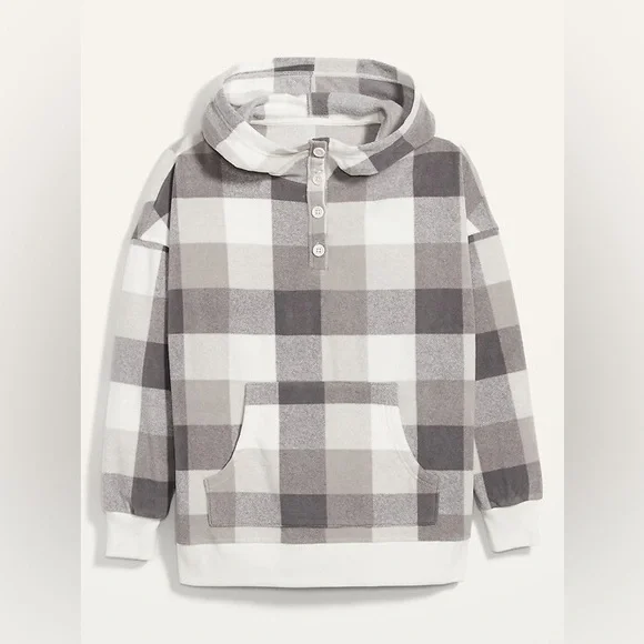 Old Navy Micro Performance Fleece Henley Hoodie - Picture 1 of 7